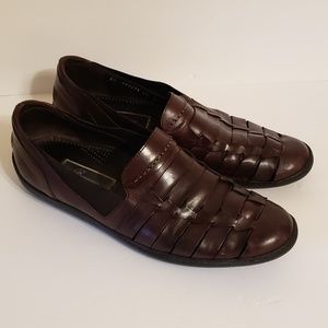 Mens Cole Haan Bragano Woven Brown Loafers Sz 10 M